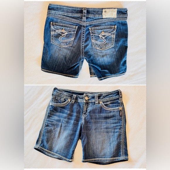 SILVER JEANS Suki Flap Short Denim Blue Jean Shorts - Picture 3 of 12
